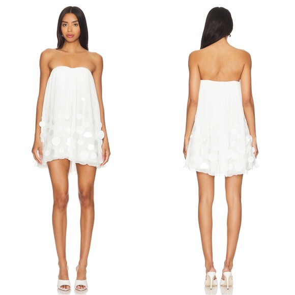 Retrofete Dresses & Skirts - RETROFETE Sherry Sequin Embellished Strapless White Mini Dress Size Small